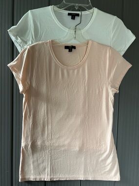 J. Crew 365 stretch T-shirts — Duo in White and Pale Peach